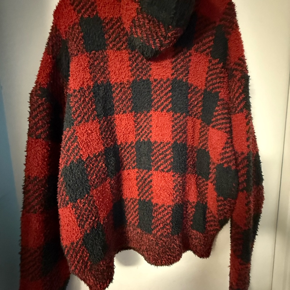 SKIMS Red and Black Cozy Knit Hoodie Size S/M - Picture 3 of 5